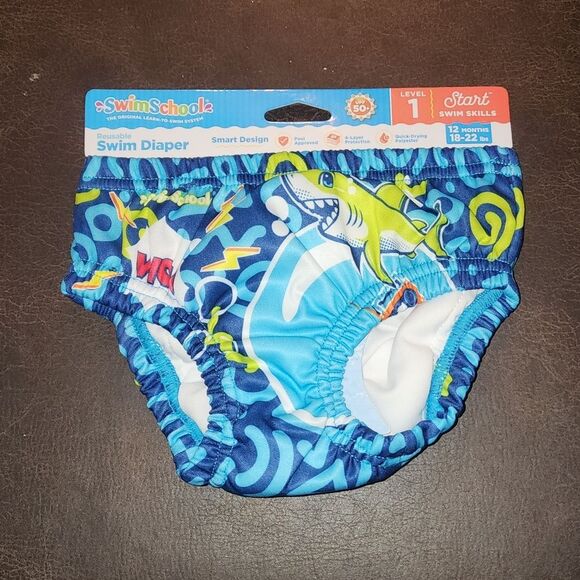 Swim School Reusable Swim diaper Blue Shark and Octopus Age 12m and up  18-22lb - Picture 7 of 11